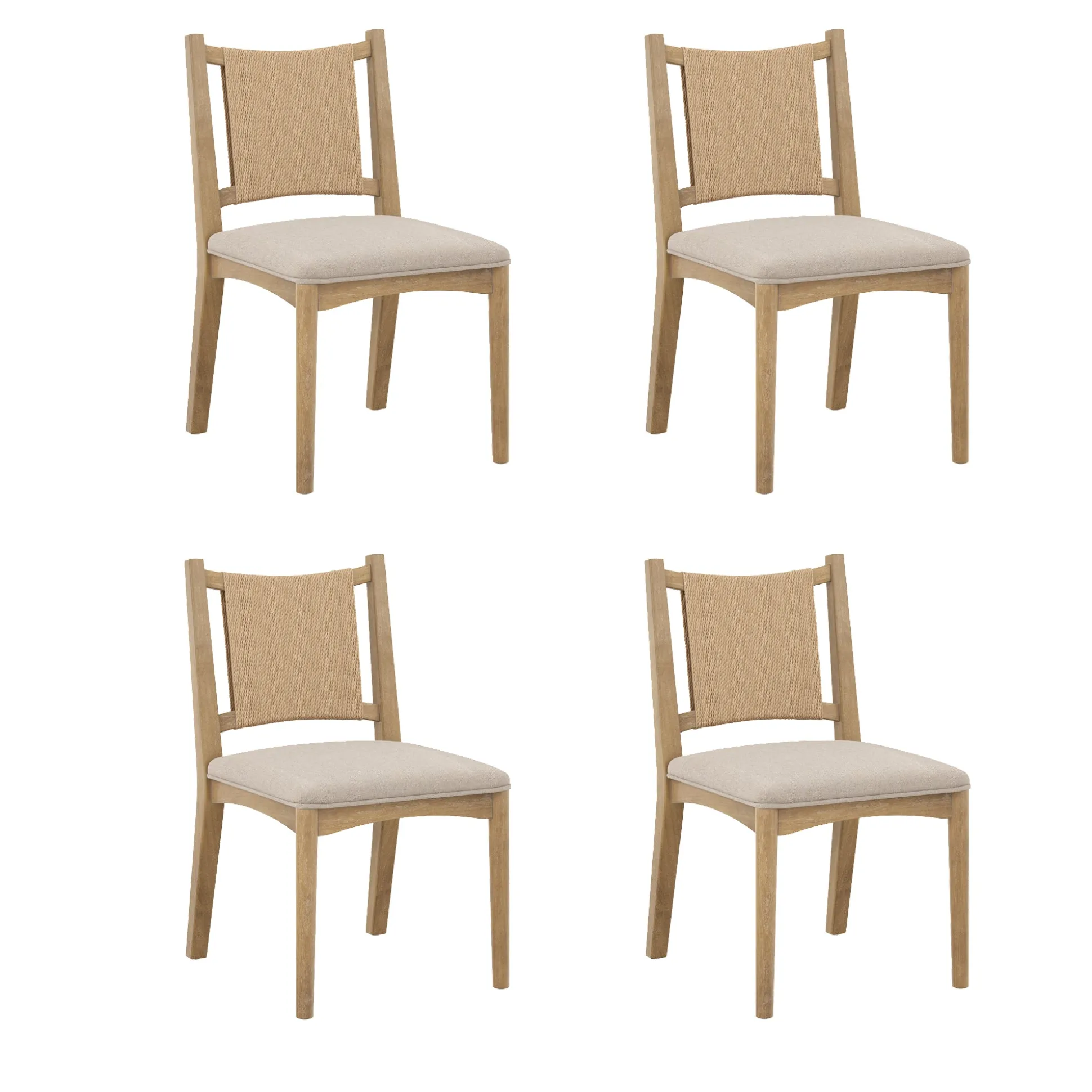 Arched Back Seagrass Dining Chair Light Brown (Set of 4)