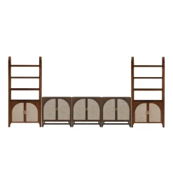 Arched Bookshelf Entertainment Center for 75" TV Dark Acacia