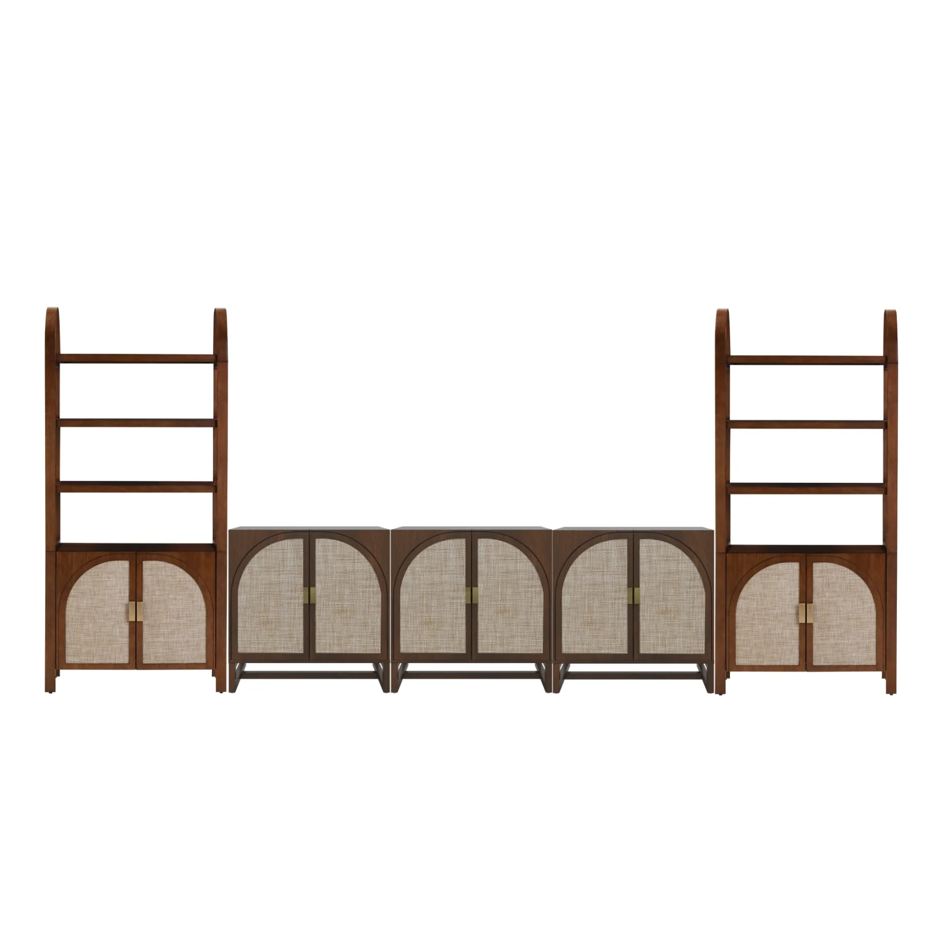 Arched Bookshelf Entertainment Center for 75" TV Dark Acacia