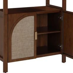Arched Door Rattan Bookshelf with Doors Dark Acacia (Set of 4)