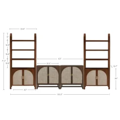 Arched Entertainment Center Wood Dark Acacia