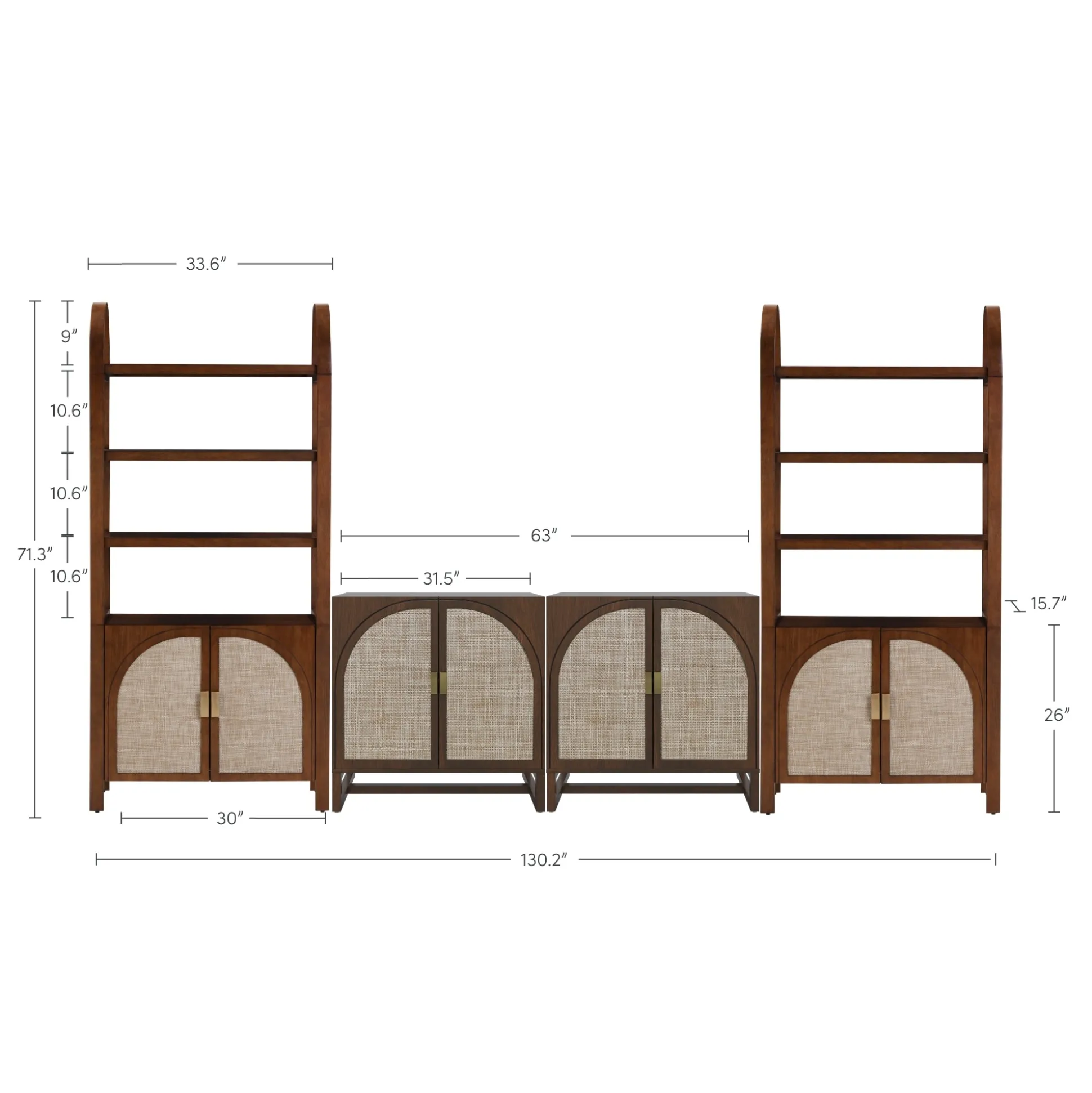 Arched Entertainment Center Wood Dark Acacia