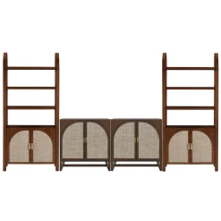 Arched Entertainment Center Wood Dark Acacia