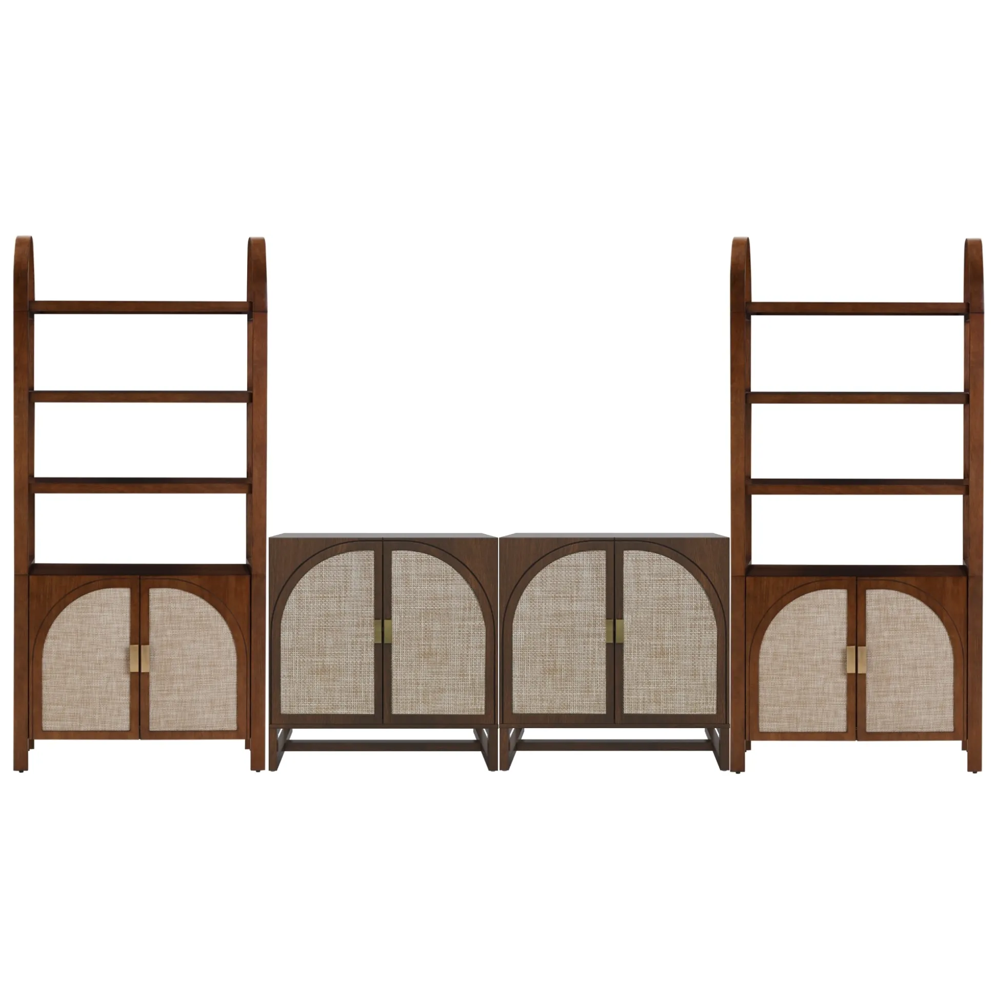 Arched Entertainment Center Wood Dark Acacia
