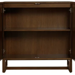 Arched Entertainment Center Wood Dark Acacia