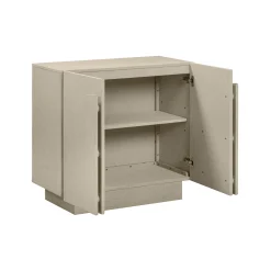 Arched Fabric Wrapped Storage Credenza with Doors Beige (Set of 4)