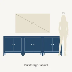 Arched Fabric Wrapped Storage Cabinet Credenza Beige (Set of 3)