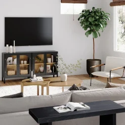 Arched Glass Door TV Console for TVs up to 65