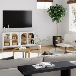 Arched Glass Door TV Console for TVs up to 65