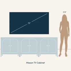 Arched Glass Door TV Console for TVs up to 75" Black