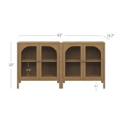 Arched Glass Door TV Console for TVs up to 65" Brown