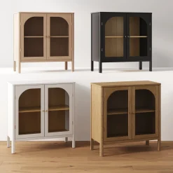 Arched Glass Door TV Console for TVs up to 100" Brown