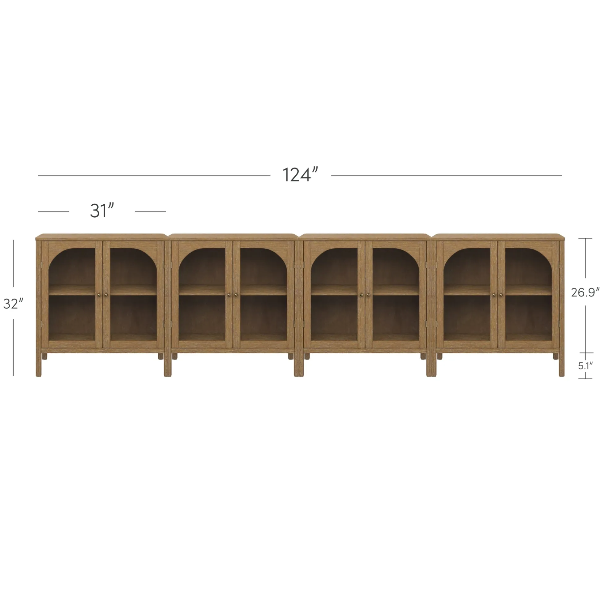 Arched Glass Door TV Console for TVs up to 100" Brown