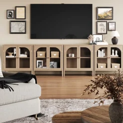 Arched Glass Door TV Console for TVs up to 100