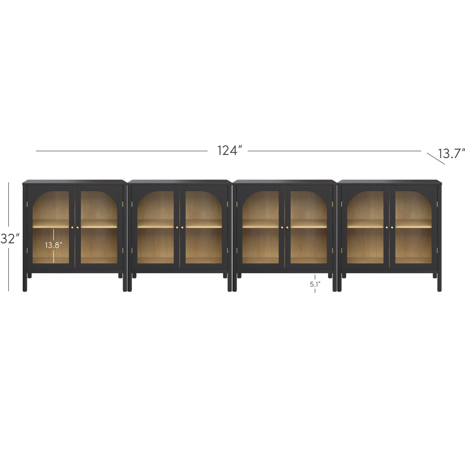 Arched Glass Door TV Console for TVs up to 100" Black
