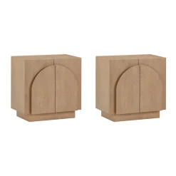 Arched Kitchen Cabinet Credenza Oak (Set of 2)