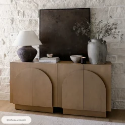 Arched Kitchen Cabinet Credenza Oak (Set of 2)