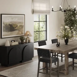 Arched Kitchen Cabinet Credenza Black (Set of 2)
