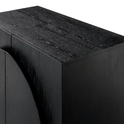 Arched Kitchen Cabinet Credenza Black (Set of 2)