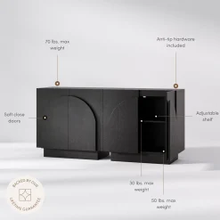 Arched Kitchen Cabinet Credenza Black (Set of 2)