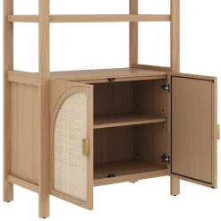 Arched Rattan Entertainment Center Wall Unit with Bookshelves (65" TV)