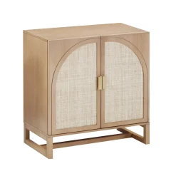 Arched Rattan Entertainment Center Wall Unit with Bookshelves (65