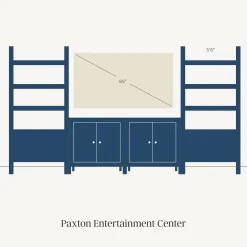Arched Rattan Entertainment Center Wall Unit with Bookshelves (65