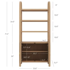 Arched Rattan Entertainment Center Wall Unit with Bookshelves (75