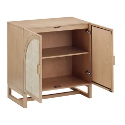 Arched Rattan Entertainment Center Wall Unit with Bookshelves (75