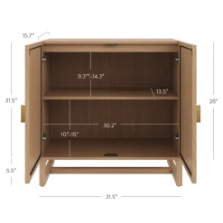 Arched Rattan Entertainment Center Wall Unit with Bookshelves (75