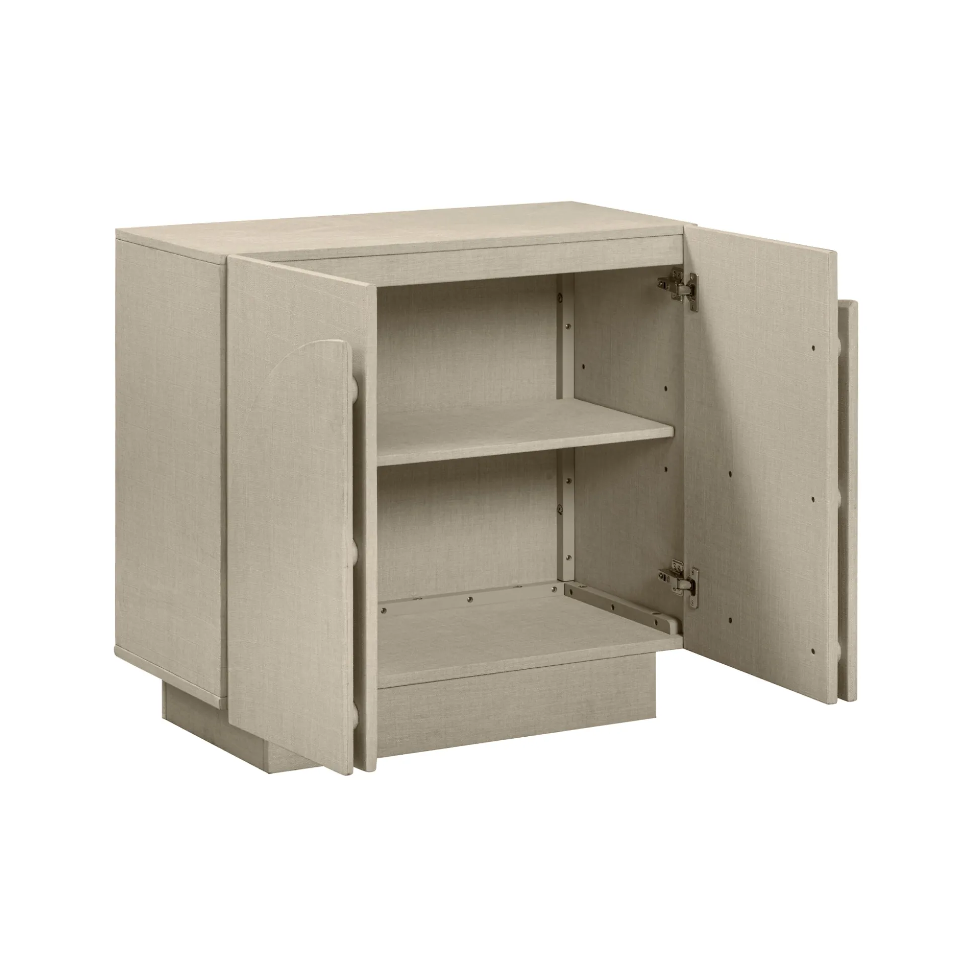 Arched TV Console Cabinet for TVs up to 75" Beige Linen