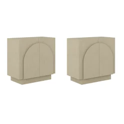 Arched TV Console Cabinet for TVs up to 65" Beige Linen