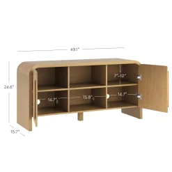 Arched TV Stand or Media Console Cabinet Warm Oak