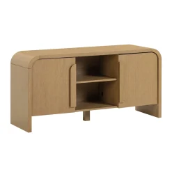Arched TV Stand or Media Console Cabinet Warm Oak