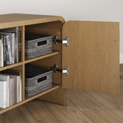 Arched TV Stand or Media Console Cabinet Warm Oak