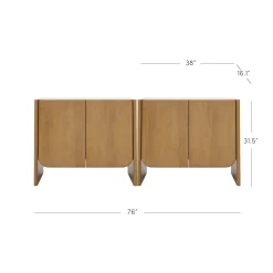 Arched Wood Accent Cabinet or Kitchen Credenza Light Brown (Set of 2)