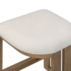 Barrel Wooden Backless Bar Stool Light Brown Set of 2