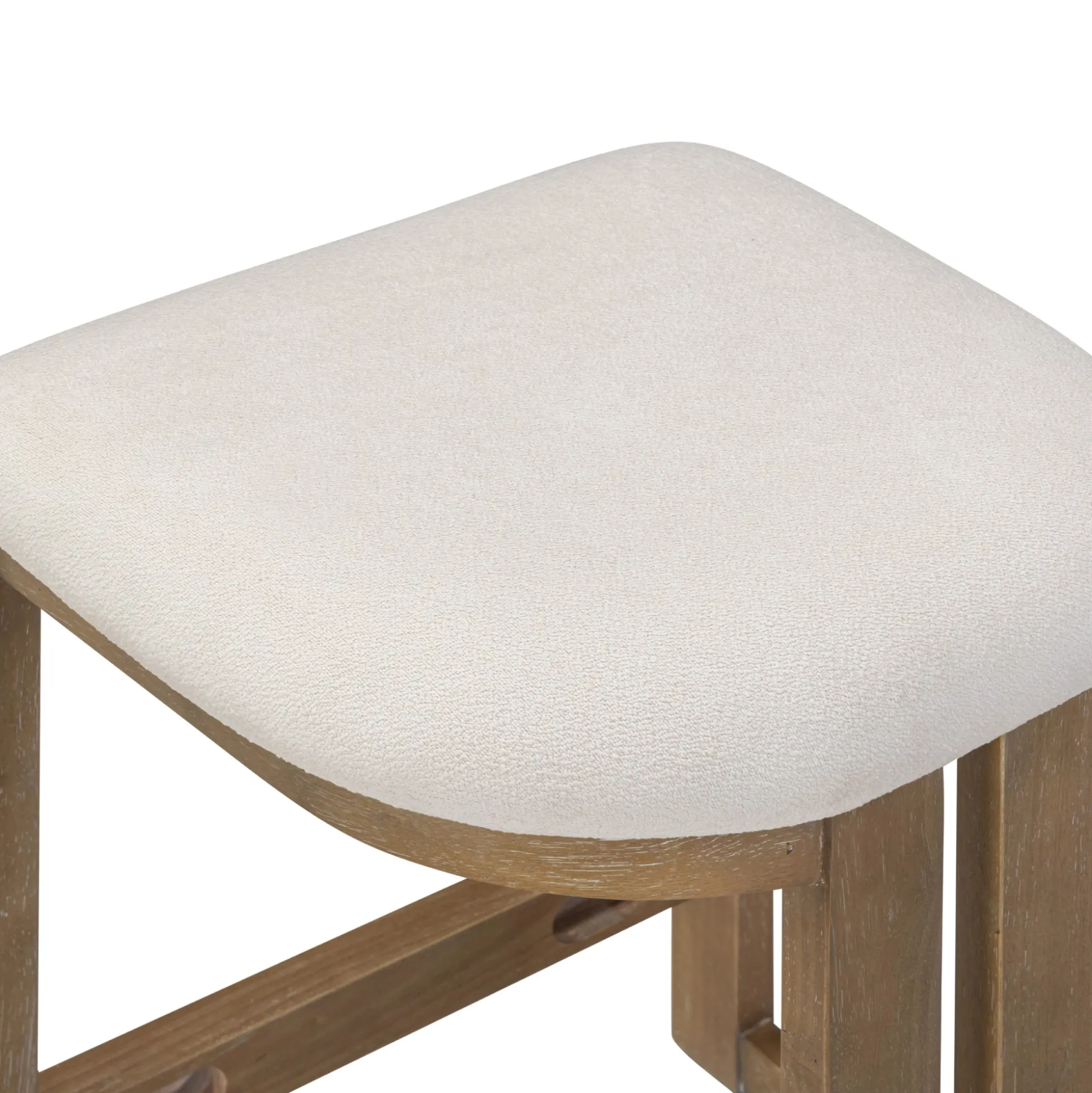 Barrel Wooden Backless Bar Stool Light Brown Set of 2