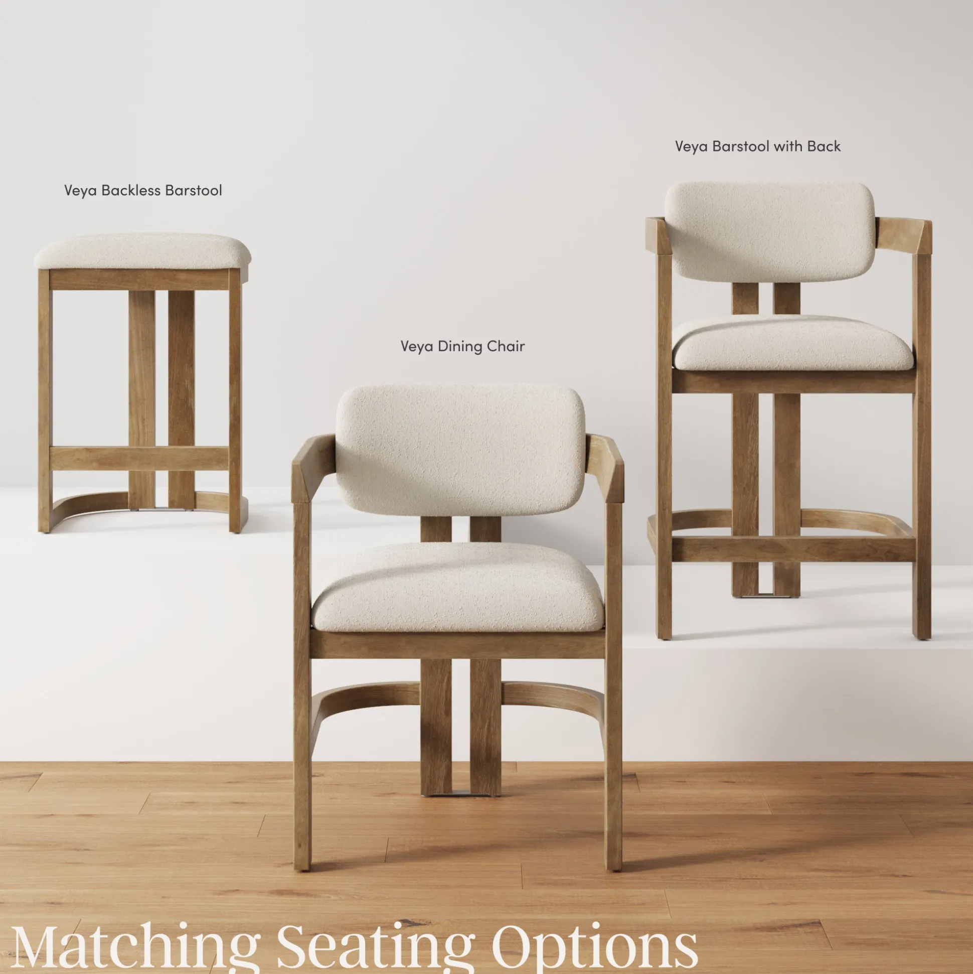 Barrel Wooden Backless Bar Stool Light Brown Set of 2