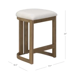 Barrel Wooden Backless Bar Stool Light Brown Set of 2