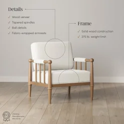 Bohemian Boucle Accent Chair with Arm Cream Boucle (Set of 2)