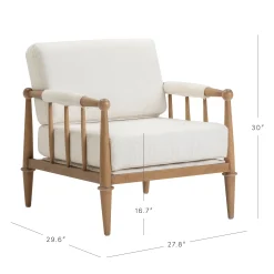 Bohemian Boucle Accent Chair with Arm Cream Boucle