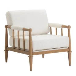 Bohemian Boucle Accent Chair with Arm Cream Boucle