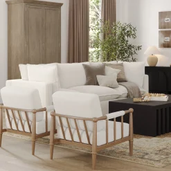 Bohemian Boucle Accent Chair with Arm Cream Boucle