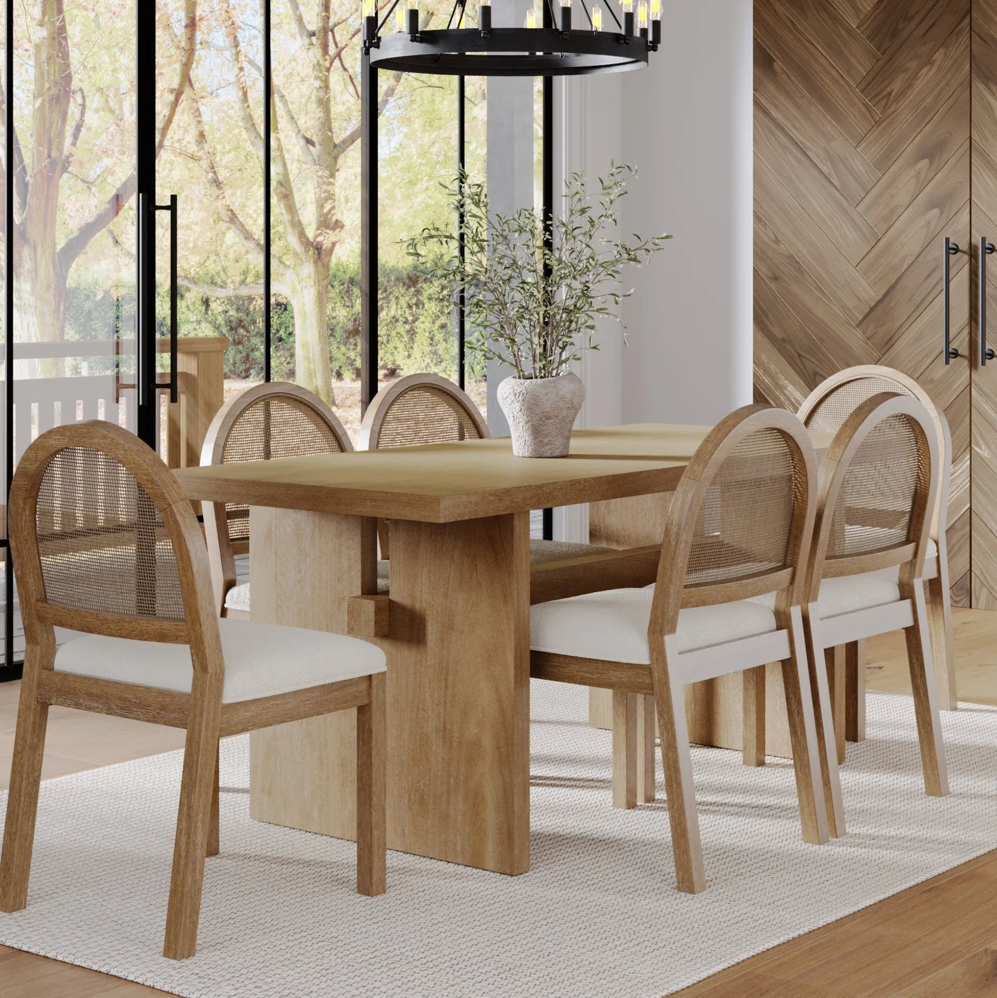 Bohemian Cane Dining Set (6 Chairs)
