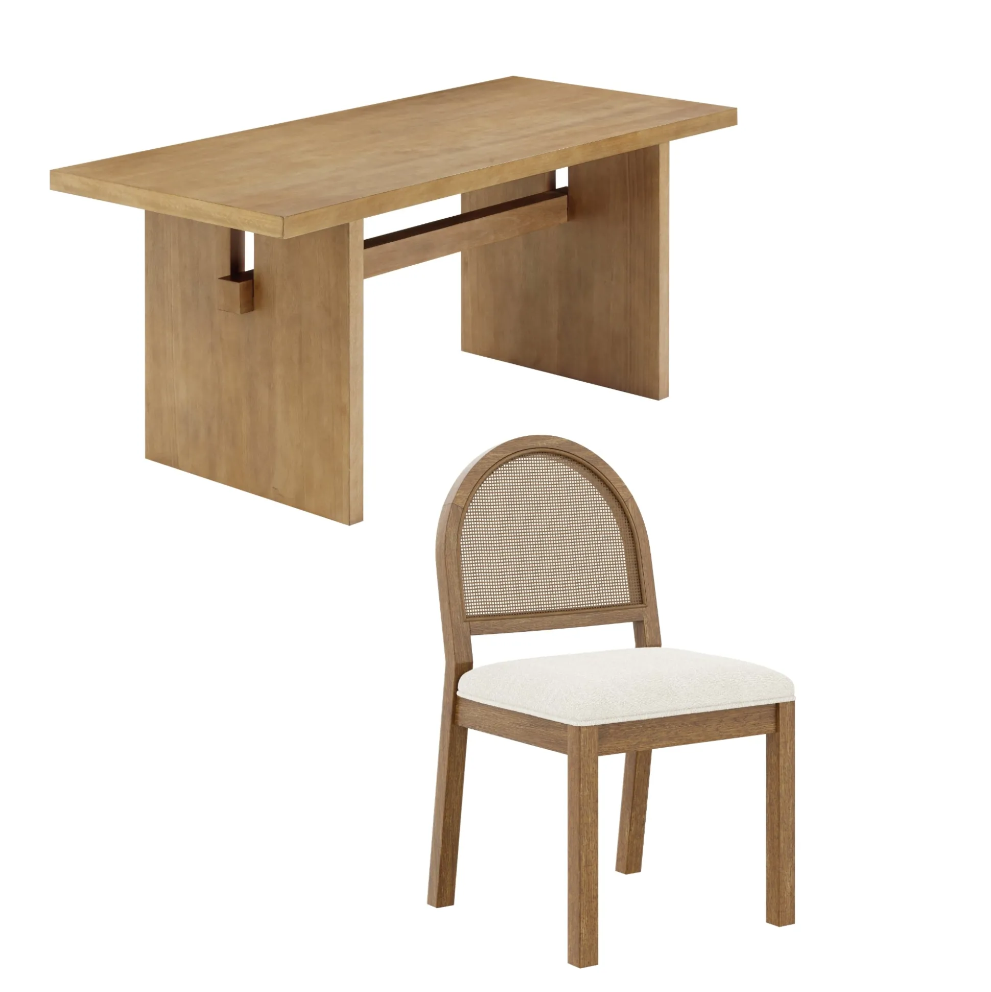 Bohemian Cane Dining Set (4 Chairs)