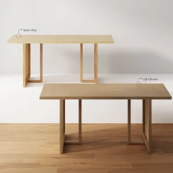 Bohemian Natural Wood & Rattan Dining Table Light Brown