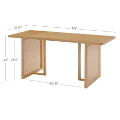 Bohemian Natural Wood & Rattan Dining Table