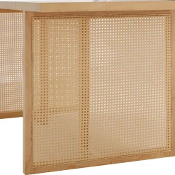 Bohemian Natural Wood & Rattan Dining Table