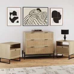 Bohemian Nightstand and Dresser Set for Bedroom